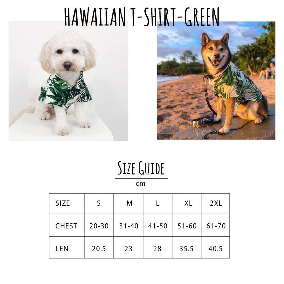 White Hawaiian T-Shirt with Green Palms for Dogs - Bags to Bones