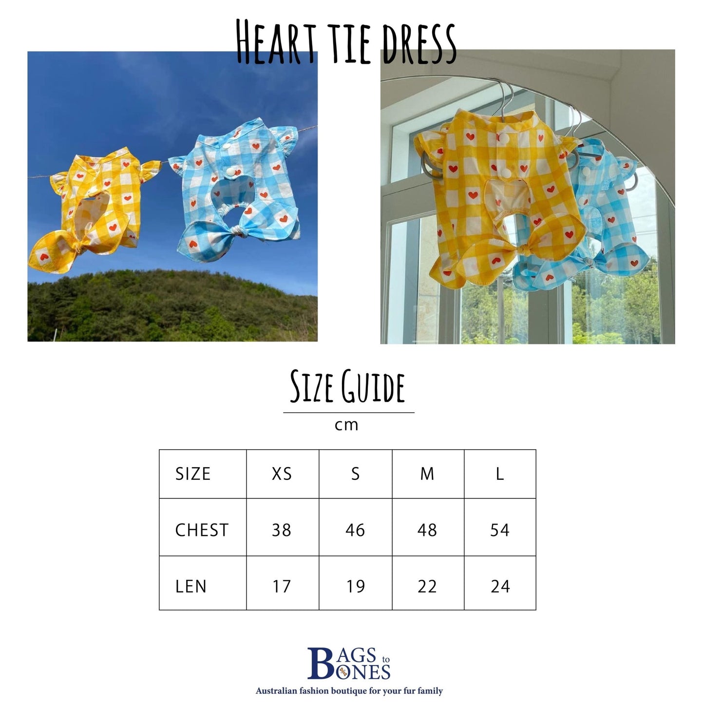 Yellow Heart Tie Dress - Bags to Bones